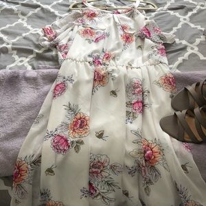 White floral knee length dress
